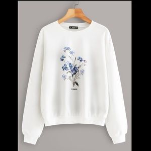 SHEIN Flower Print Pullover Crewneck Sweater